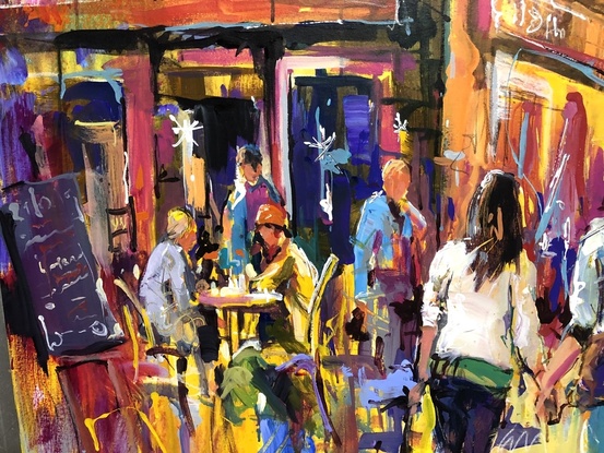 Montmartre street scene in vibrant colours  