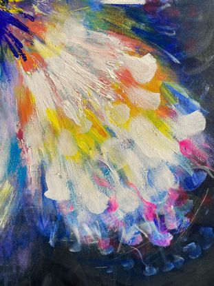 Lyre Lyre (feathers on fire) acrylic on canvas