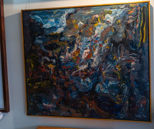 The horrendous fires of several years ago prompted an emotional response in me that needed an outlet.  The destruction was apocalyptic in scale and only an expressionist image could impart that.
This work shows the fire going down to the beach.