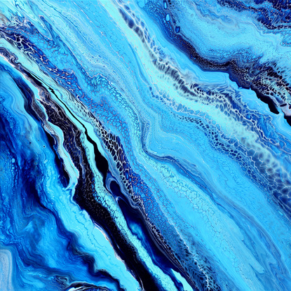 ABSTRACT painting that gives the impression of soothing ocean waves  The intricate mosaic pattern within the tonal blue hues and the glimmering aquamarine adds added interest and intrigue the close one gets to the painting.