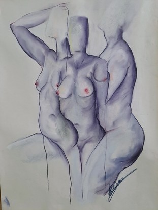 Female form, nude, group drawn from the model. Pastel in soft flesh tones.