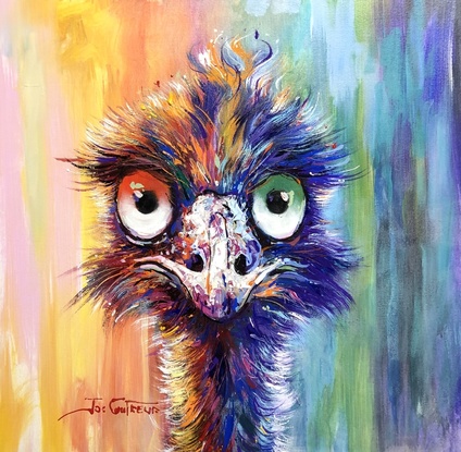 Colourful portrait of an emu. 