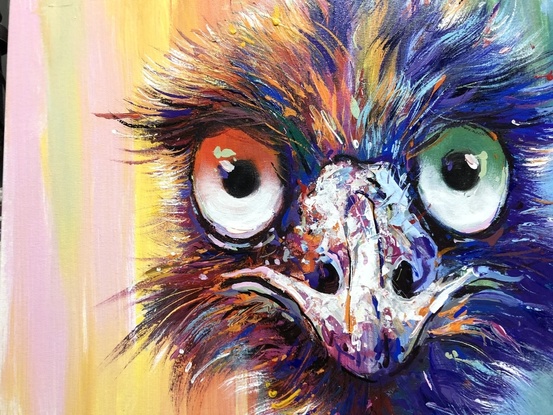 Colourful portrait of an emu. 