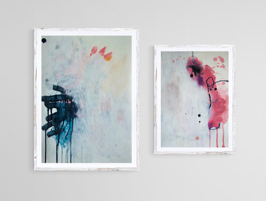 Two colourful abstract works on paper 