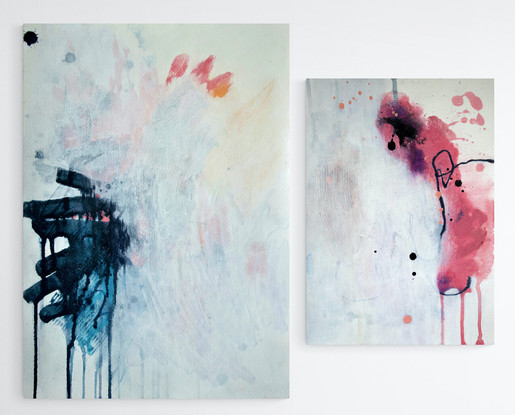 Two colourful abstract works on paper 