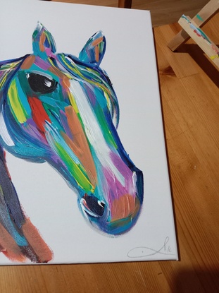 Colorful horse, vibrant, modern horse painting