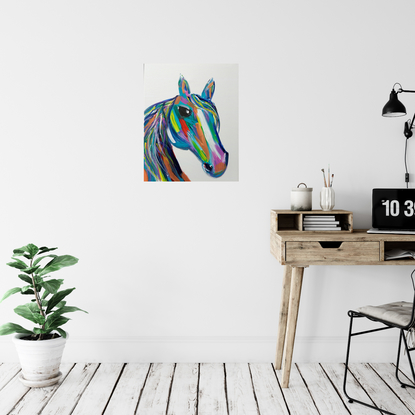 Colorful horse, vibrant, modern horse painting