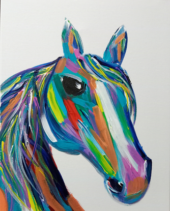 Colorful horse, vibrant, modern horse painting