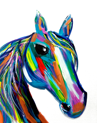 Colorful horse, vibrant, modern horse painting