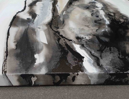 Iceland river delta in white, silver and black.