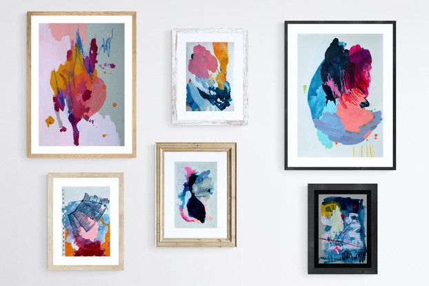 Six colourful abstract works on paper (various sizes)