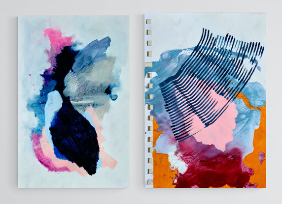 Six colourful abstract works on paper (various sizes)