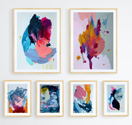 Six colourful abstract works on paper (various sizes)