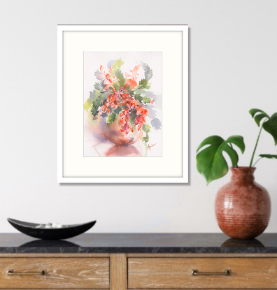 Bright Orange  Christmas Cactus in vase