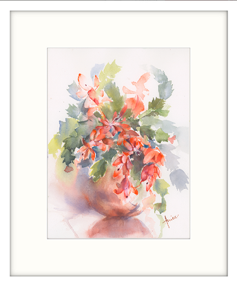 Bright Orange  Christmas Cactus in vase