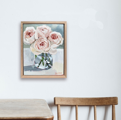 pastel pink roses in a vase