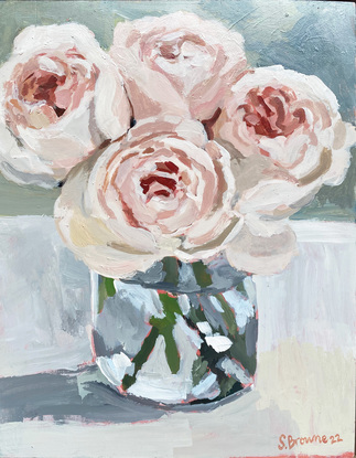 pastel pink roses in a vase