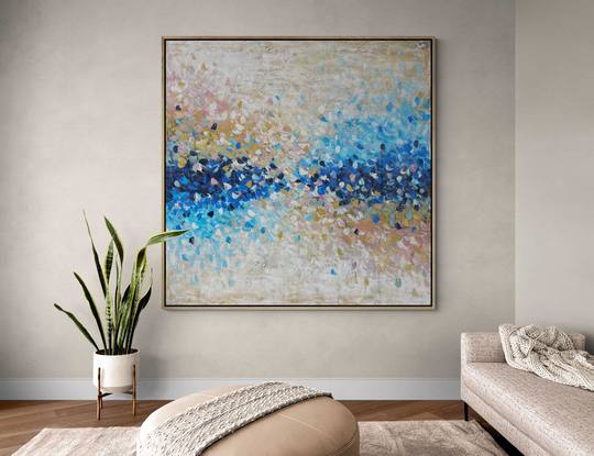 This piece is a beach scape abstract with calming natural colours to help you relax. 