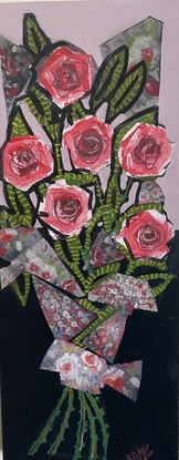 harking back to the 1920s I have made a collaged bunch of  roses after mr hero Picasso