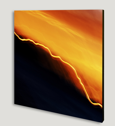 red, gold and black abstract depicting sunset