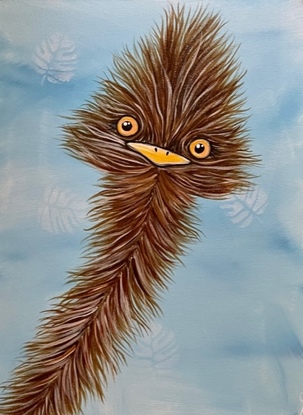 Fun quirky emu original painting
