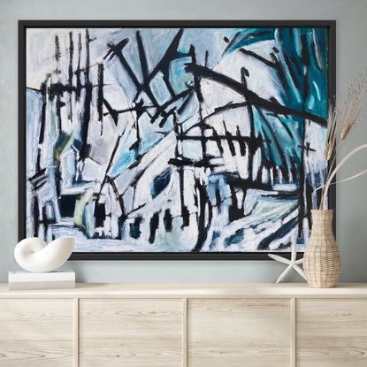 Intuitive abstract piece with lines and brushstrokes.