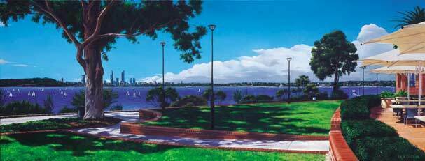 (CreativeWork) View from Heathcote, towards Perth City Ed. 61 of 400 by Ben Sherar. Reproduction Print. Shop online at Bluethumb.