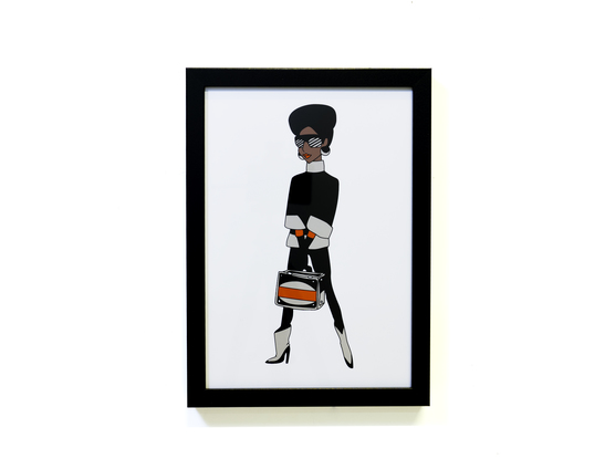 stylish fashion artwork screen printed and framed 