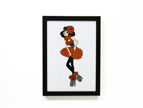 stylish fashion artwork screen printed and framed 