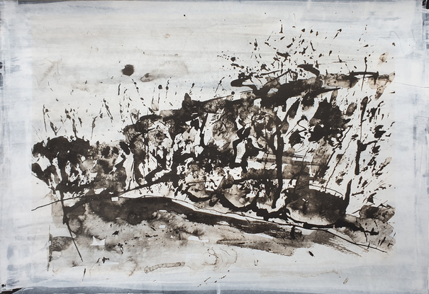 expressive gestural landscape inspired monochrome contemporary