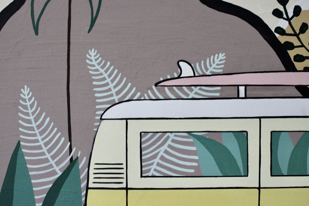 kombi driving in the jungle