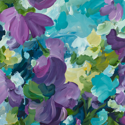 Floral Splashes - Modern colourful floral acrylic painting by botanical artist Amber Gittins.