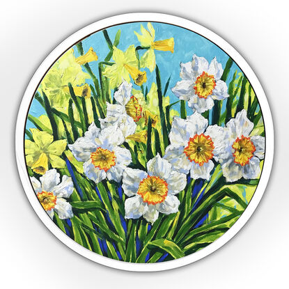 Spring spirit – Daffodils – the original acrylic painting by Irina Redine, framed and ready to hang original Australian art