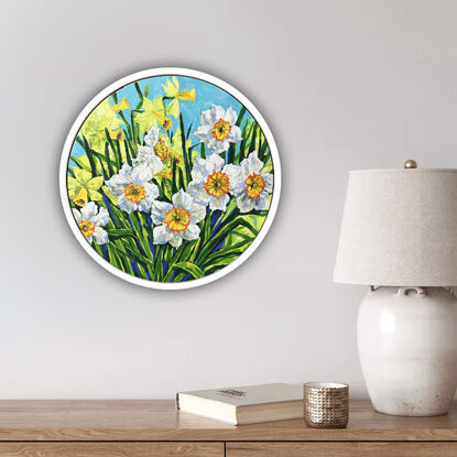 Spring spirit – Daffodils – the original acrylic painting by Irina Redine, framed and ready to hang original Australian art