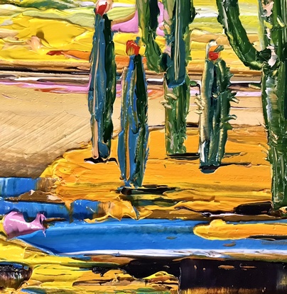 Cactus in landscape in vibrant colours. 