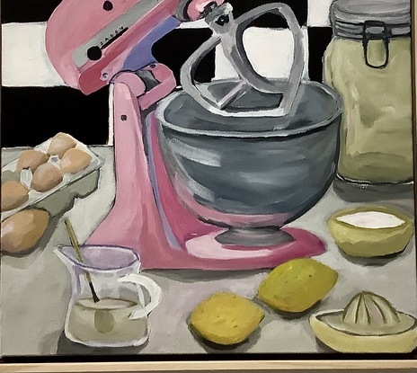 Rose pink Stand mixer. Eggs tray. Lomens. Flower. Jar
Juice 