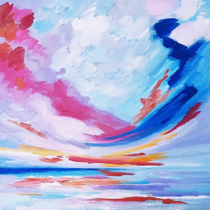 Bright Bold colourful Fauvism Seascape