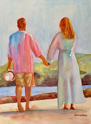 Couple holding hands.