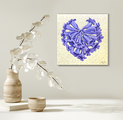 Jacaranda heart – the original acrylic painting by Irina Redine, ready to hang original Australian floral art.