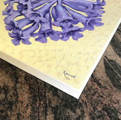 Jacaranda heart – the original acrylic painting by Irina Redine, ready to hang original Australian floral art.