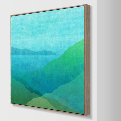 Abstract lake harbour green blue reproduction print