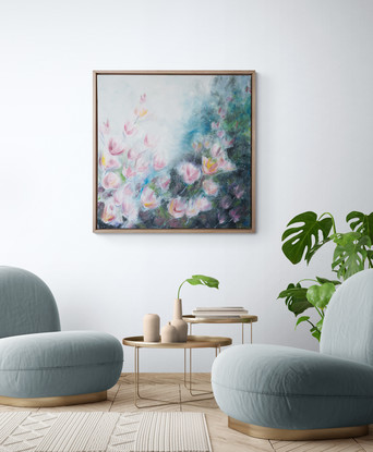 "Effervescence" is bursting with pretty #magnolias and a dusting of sparkly #pollen.    A #colourful, #pretty painting that showcases the Grandiflora magnolia.   Oil painting on Canvas.    Framed in #Hardwood #Oak timber frame.