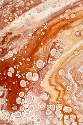 ABSTRACT painting that gives the impression of land form in outback Australia and along the coastline.  The intricate mosaic pattern within the tonal hues of ochre and peach-ish . An inlay of  glimmering copper and gold and rose gold metallics adds added interest and intrigue the close one gets to the painting. The metallics also add an extra depth because how the painting changes personality when one views from different angles and different light. 