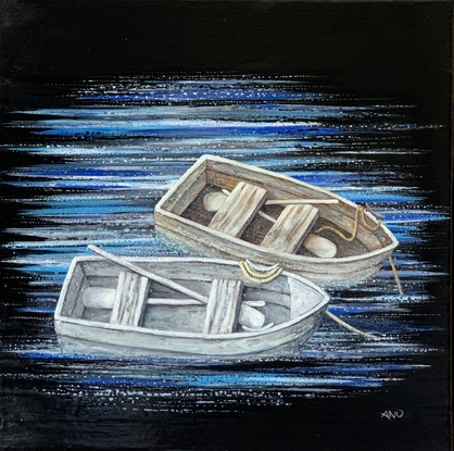 Boats water night black blue