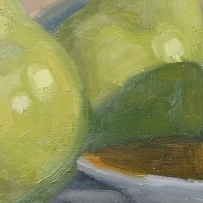 Still life of cup and pears