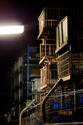 storage an transport containers outdoors at night