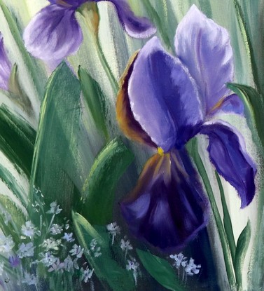  Changing seasons bring lots of new colours so when a new flower appears in the garden I just have to paint it so the Iris became.