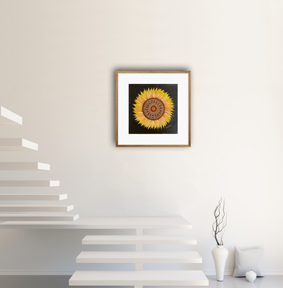 Dot art mandala sunflower fusion