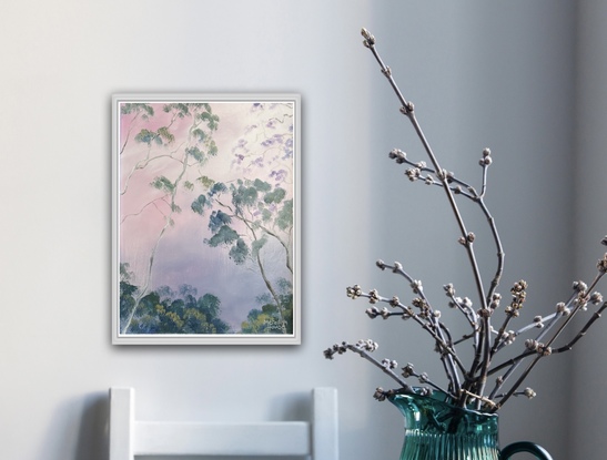 Gum trees with white frame