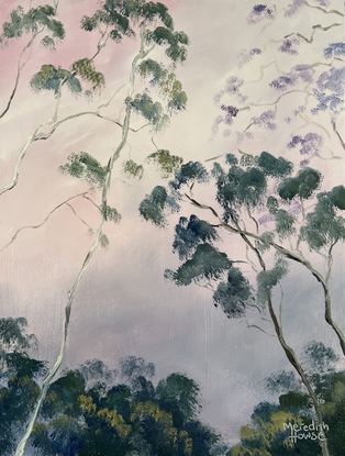 Gum trees with white frame